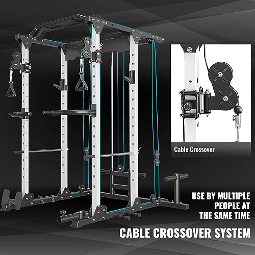 Major Fitness Power Cage, PLM03 All-In-One1400lbs Multi-Function Power Rack with Adjustable Cable Crossover System and Exercise Machine Attachment (White) - Thumbnail 5