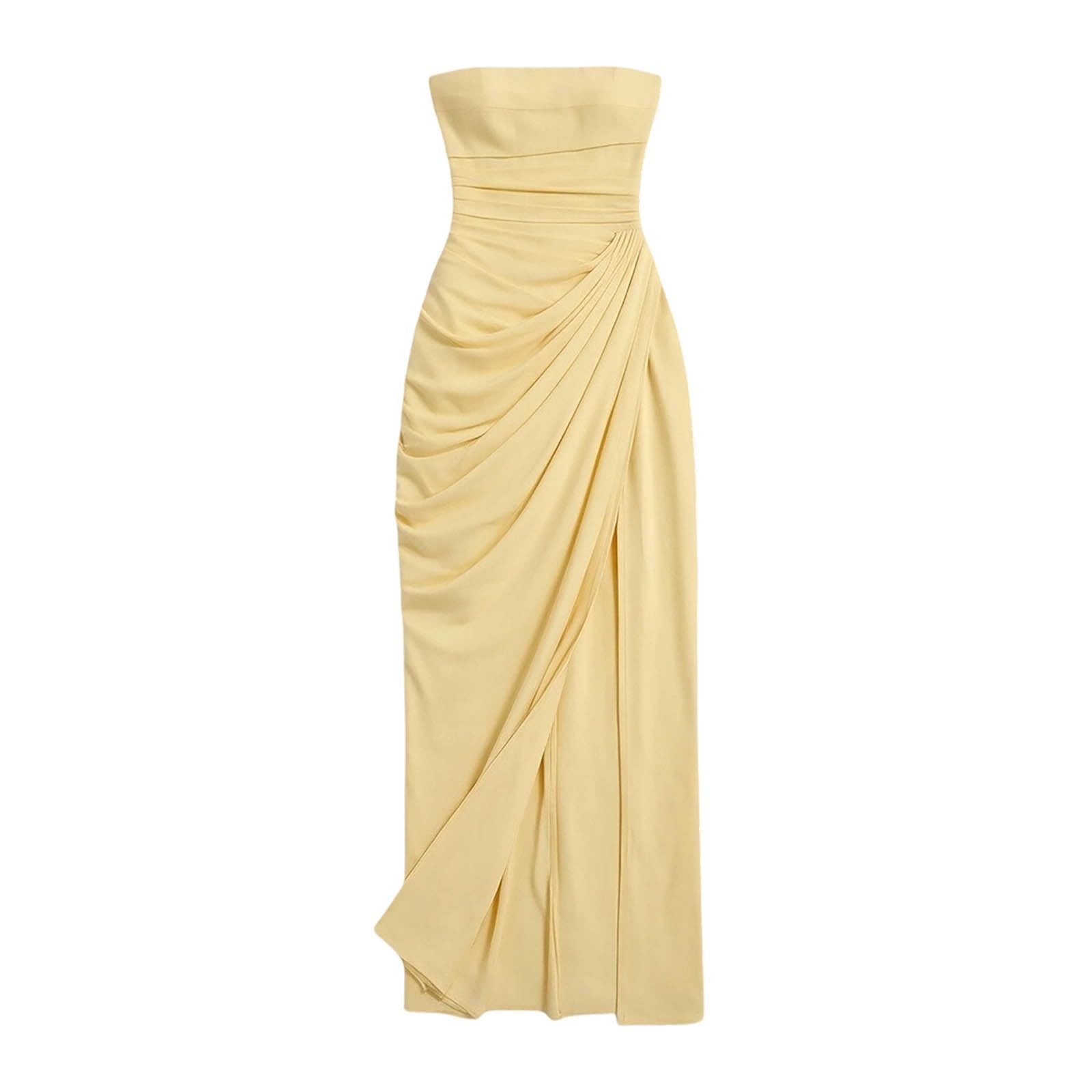 Genérico Vestido De Noche para Mujer Línea A Hombros Descubiertos Vestido De Dama Honor Corsé para Mujer Elegante Maxivestido Gasa con Pliegues Asimétricos Vestidos Formal Fiestas Y Graduaciones