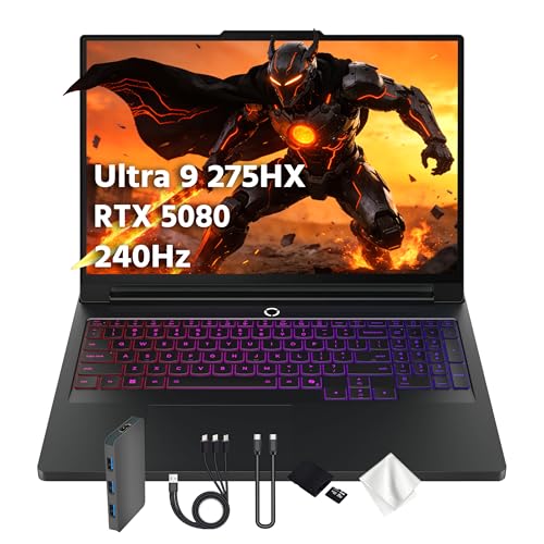 Image of Lenovo Legion Pro 7i 16 inch WQXGA 240Hz Gaming Laptop, Intel Core Ultra 9 275HX, GeForce RTX 5080 16GB GDDR7, 64GB DDR5, 5TB Storage (4TB SSD&1TB Docking Station), RGB Backlit Keyboard, Win 11, Black
