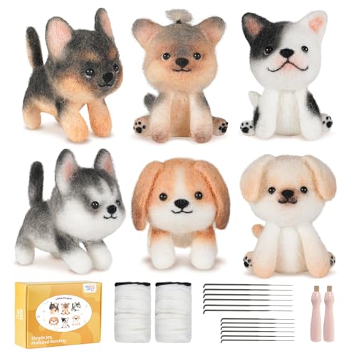 MOREJMTT Needle Felting Kit,6Pieces Dog Making Wool Needle Felting Starter Kit with...