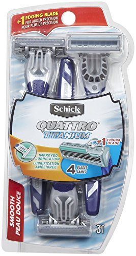 Schick Quattro Titanium Disposable Razors for Men Smooth Shaving Razor - 3 Count with 1 Schick Hydro Disposable Razor for Men