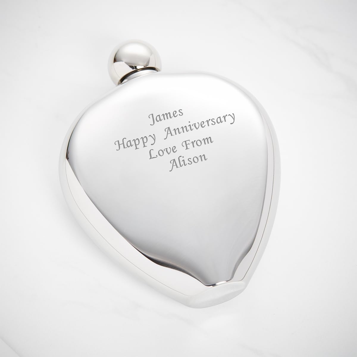 Personalised Heart Shaped Hip Flask Gift – Custom Engraved 6oz Stainless Steel Flask – Gift for Men, Groomsmen, Father’s Day, Birthday or Christmas