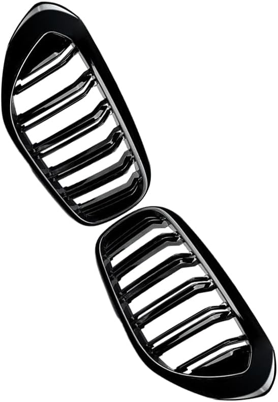1 Pair Front Kidney Grille Grill Gloss Black, 2017-2019 Compatible with BMW G30 G31 G38 5 Series, Front Upper Kidney Grille Grill LH RH Double Slats