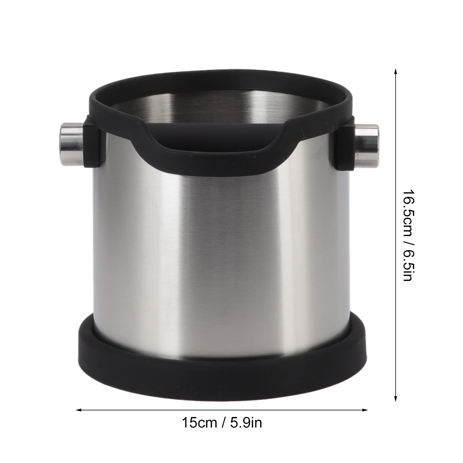 SUNGOOYUE Caja de café de Acero Inoxidable de Primera Calidad, Contenedor de Posos de Gran Capacidad, 16,5 Cm X 15 Cm, Fácil de Limpiar para Cafeterías, Bares, Cocinas Familiares y Baristas Domésticos