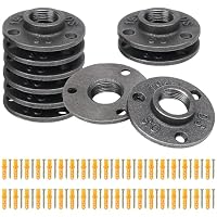 Luabue 10 Stück Flansch Gewindeflansch Rohrflansch 3/4 Zoll Schwarz mit 3 Löchern BSP Metallgewinde Flansch für Industrierohre, Möbel, Bar, Restaurant, Hotel und DIY Handwerk Deko mit 38 Schrauben
