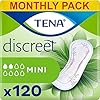 TENA Discreet Mini, 120 Incontinence Pads (20 x 6 packs) Individually Wrapped, for Women with Light to Medium Bladder…