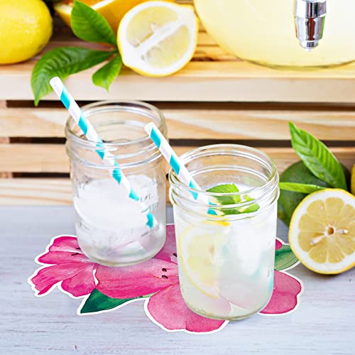 Hotop 60 Pcs Paper Placemats Disposable Hawaiian Luau Placemats Tiki Palm Leaf Pineapple Flamingo Coconut Hibiscus Shape Paper Place Mats Summer Tropical Luau Leaf Placemats, 6 Styles #TOP2
