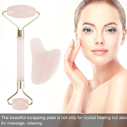 Jade Rolo Facial Premium Rose Quartz Rolo Facial Gua Sha Ferramentas de Raspagem Anti Envelhecimento