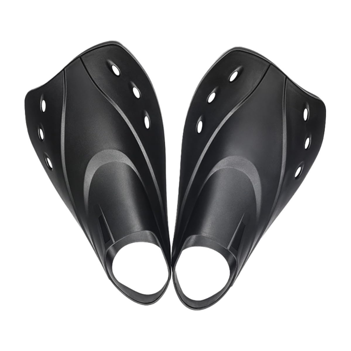 Pinne Corte da Nuoto per Allenamento in Piscina, Regolabili e Leggere in Materiale Termoplastico Nero, per Snorkeling e Immersioni Atmosfera Estiva