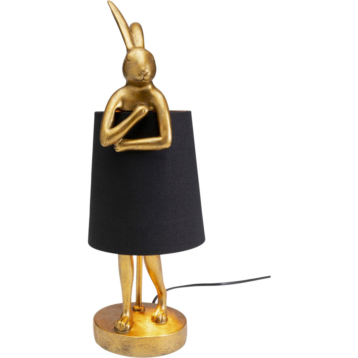 Kare Design lampada da tavolo Animal Rabbit, oro/nero, 50 cm motivo coniglio, stile glam, per decorazione, comodino, scrivania, luce indiretta, plafone di lino, lampadina non inclusa