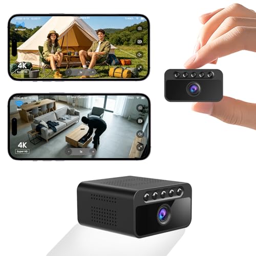 Bextgoo Mini Camera de Surveillance, WiFi/sans Wi-FI, 4K Camera Surveillance WiFi Interieur sans Fil, Vision Nocturne, Détection Mouvement, Camera Espion pour...