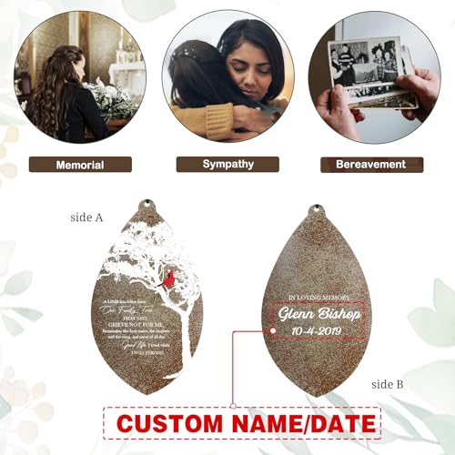 Image of ASTARIN Custom Cardinal Memorial Wind Chimes, 35 inch Sympathy Gifts Wind Chime for Loss of Mom Dad Sister Son, Personalized Name Date Bereavement Condolence Gift for Outside, Produced in Texas