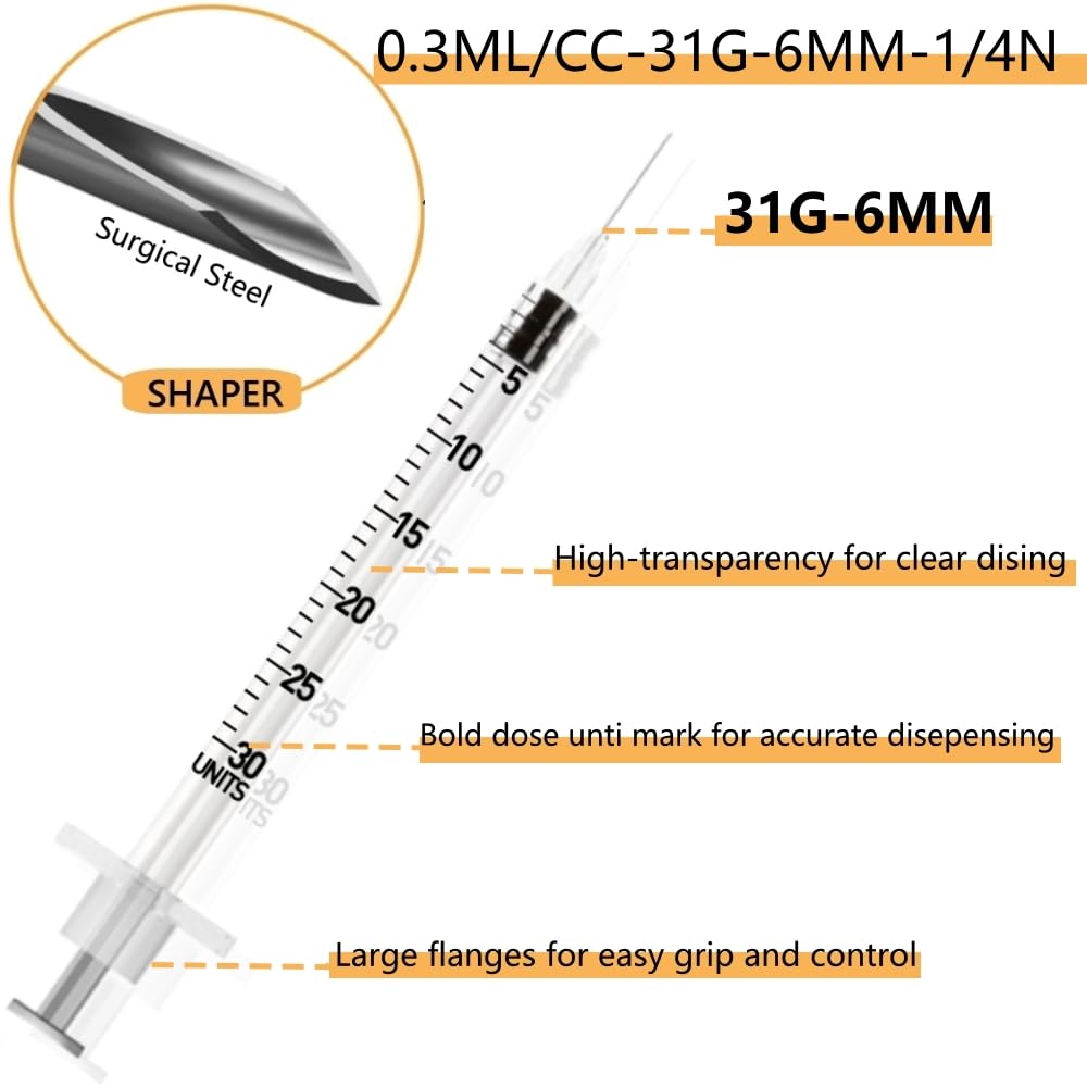 31G 0.3cc 0.3ml 1/4-Inch Measurement Lab Accessories for Industrial and Scientific, Individually Sealed Wrapped - 20 Pack — Amazon image 2