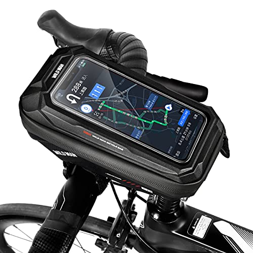 Bike Handlebar Bag, Waterproof Bicycle Frame Top Tube Pouch Pannier Cycling Handlebar Bags Bike Phone Mount Cycle Cell Phone Holder Stand For Iphone 14 13 12 11 Pro Max Samsung Smartphone Up To 6.7'' #TOP7