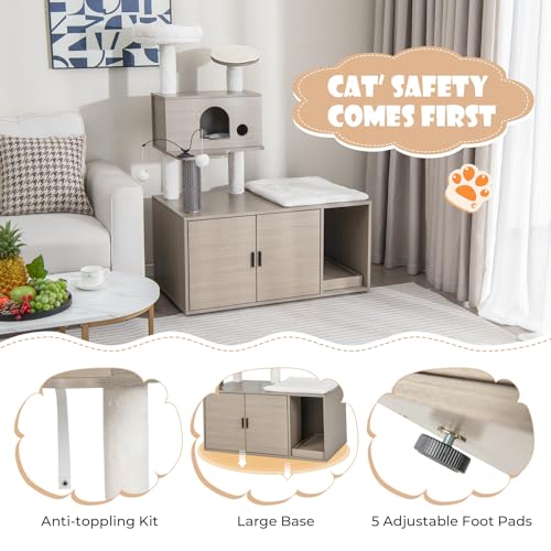 PETSITE Árbol para Gatos con Caja de Arena y Rascador 52 in miniatura 5