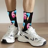 67 Socks Ice Cream 6 7 Meme Novelty Six Seven Crew Socks Funny Gifts For Boys Girls Men Women (Black)