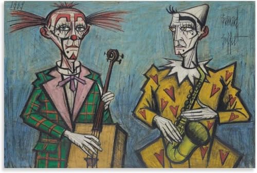 Peinture Bernard Buffet Le Clown pour habiller un mur vide toile rétro 40x65cm