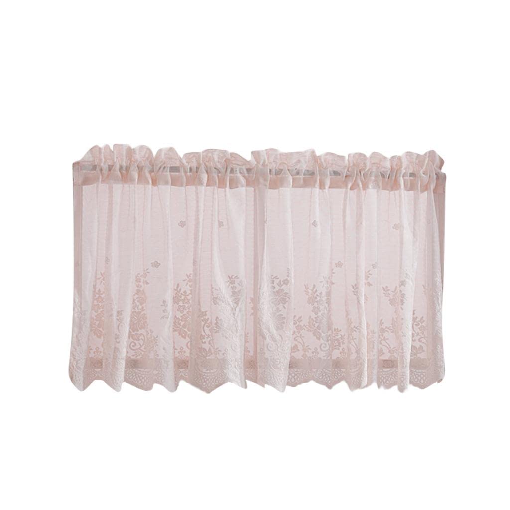 UJEAVETTE® Embroidered Window Voile Sheer Curtain Valance Tiers Pink-Valance-130X41Cm