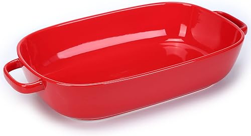 Plato rectangular grande para hornear de 6 cuartos de galón, bandeja de cerámica para hornear de 16 x 11 pulgadas para cocinar, cocina y uso diario,