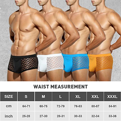 Arjen Kroos Men's Sexy Mesh Underwear See Through Lace Trunks Bulge Pouch Male Lingerie,Ak2116-Multicolor(4-Pack),Xx-Large #TOP6