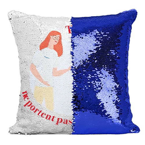 Housse de coussin sequin bleu avec rembourrage pour aide-soignante