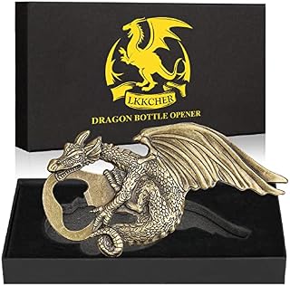 LKKCHER Dragon Bottle Opener, Mens Bottle Opener, Novelty Fathers Day Birthday Beer Gifts for Men Dad Boyfriend Husband Girlfriend Woman Dragon fan Beer Lovers Bar Accessory Gifts With Gift Box&Card