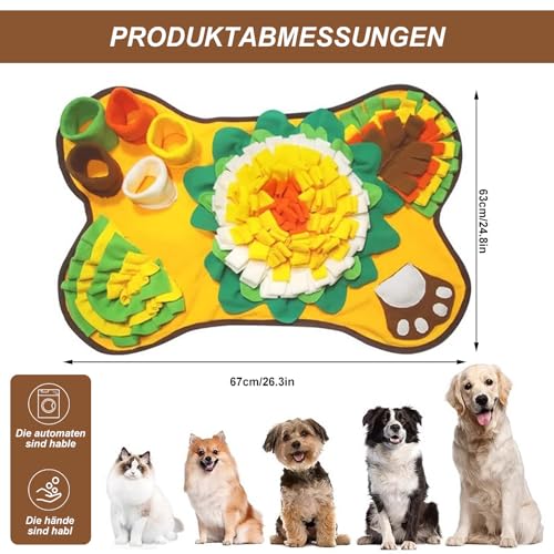 Schnüffelteppich für Hunde und Katzen - Knochenförmig, Futterschnüffel-Futtermatte, Welpen-Trainingsmatte, Waschbare Trainingsmatte 63 x 67CM, SchnüFfelteppich, Schnüffelspielzeug Hund für jeder Größe