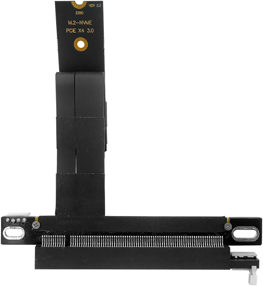 JMT M2 NVME Extension Cable M.2-m Key to PCIE X16 Adapter for External 1050ti Graphics Cards (25cm,180 Degree)