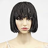 YXCHERISHAIR 10inch Small Box Braided Wigs Short for Black Women African American Short Bob Wigs Brown None Lace Front Synthetic Japanese Fiber Heat Resistant(10 inch, Brown)