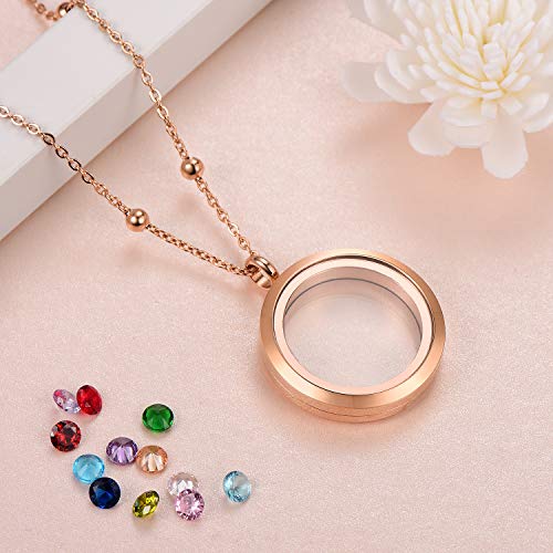 Everlead Locket Necklace, Diy Floating Round Locket Pendant, Living Floating Memory Necklace For Women Friendship Necklace Memory Nostalgic (25Mm) #TOP5