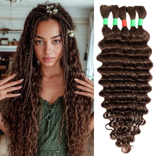 Boho Braids Human Hair Extensions for Braiding Human Braiding Hair for Boho Braids Human Hair Bundles Deep Wave Bundles Human Hair for Braiding No Weft Curly 18inch 5 Bundles Total 100g #4 Light Brown Boho Braids Human Hair Extensions for Braiding Human Braiding Hair for Boho Braids Human Hair Bundles Deep Wave Bundles Human Hair for Braiding No Weft Curly 18inch 5 Bundles Total 100g #4 Light Brown