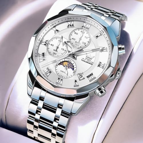 OLEVS Men Watch Business Dress Diamond Luxury Watch Luminous Easy to Read Date Waterproof Stainless Steel Quartz Analog Simple Dress Watch2