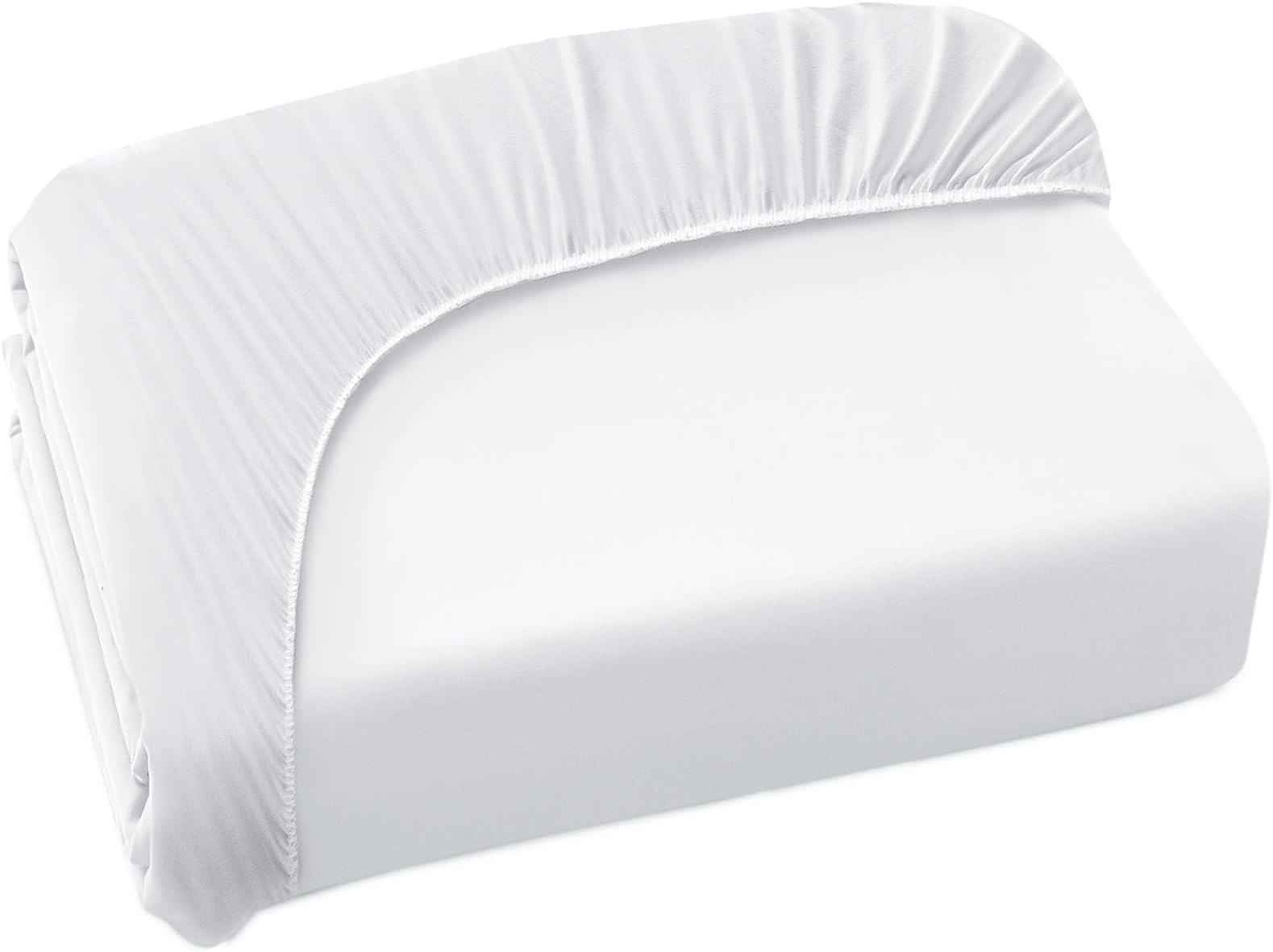 Twin Fitted Sheet Only, Twin Size Sheets for Kids Up to 12 Inches Deep Procket, Single Bed Mattress Sheets Stretchable Breathable Cover for Air Mattress, White