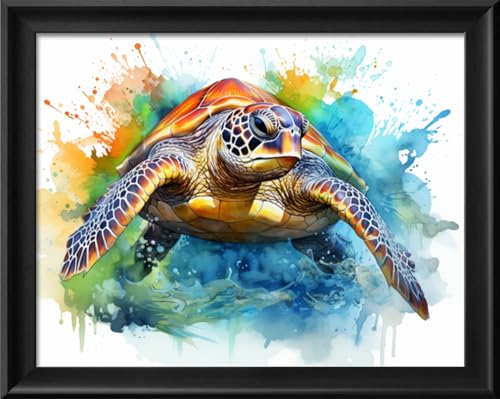 Image of Leczany Cross Stitch Stamped Kit for Adults - Colored Turtle | DIY Embroidery Starter Patterns Craft Kit Needlepoint for Beginner | 11CT, 3 Strands | 16.5x13 inches