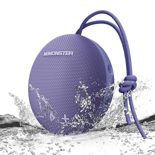 Monster Bluetooth Speaker, IPX8 Shower Speaker Waterproof, Bluetooth 5.4 with Loud HD Sound and Robust Bass, Extra Long Playtime Punchy, for Home, Beaches Portable Wireless Outdoor Speakers