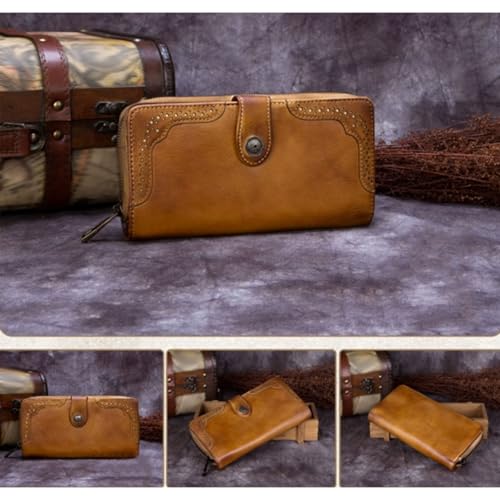 Retro Women's Money Clips Wallets Card Cases Coin Purses Genuine Leather Money Organisers Business Handbags (Green)2