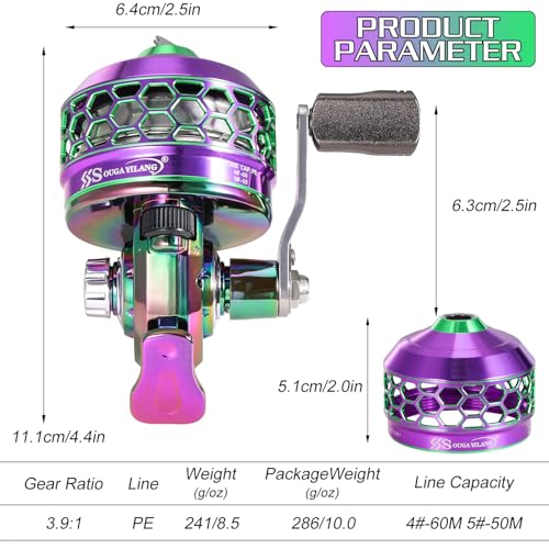 Sougayilang Carretel de pesca Spincast, proporção de engrenagem de alta velocidade 3.9: 1, design de
