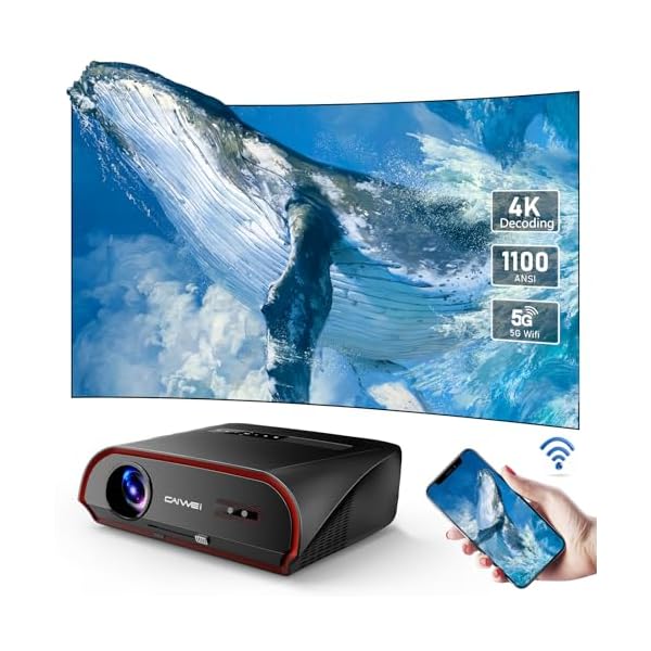 4K Ultra HD Daytime Home Theater Projector High Bright 14300 Lumens Smart Movie Projector with NFC Screencast, HDR Daylight WiFi6 Bluetooth RJ45 LAN Gaming Projector Keystone Zoom Outdoor Home (Black)