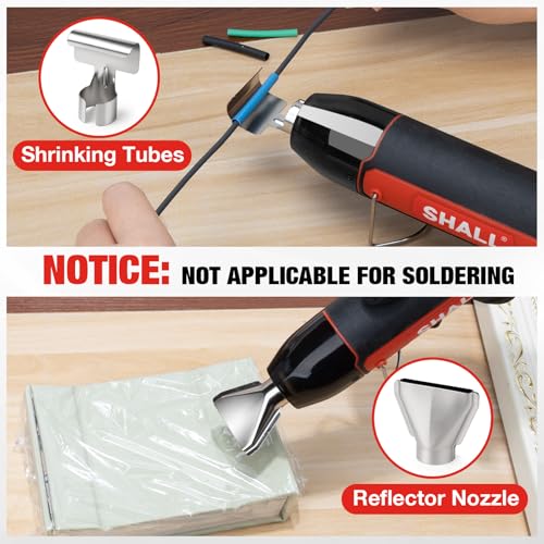 SHALL 350W Mini Heat Gun Set, Portable Hot Air Gun with Reflector Nozzle & Foldable Stand, 2 Temperature Settings 230℃/400℃, for Crafts, Shrink Wrap, Ink Drying 5 SHALL 350W Mini Heat Gun Set, Portable Hot Air Gun with Reflector Nozzle & Foldable Stand, 2 Temperature Settings 230℃/400℃, for Crafts, Shrink Wrap, Ink Drying - Image 5