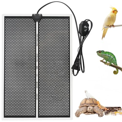 Dhqkqg Terrarium Heizmatte, 20W Einstellbar Wärmematte mit Temperaturregelung, Heizmatte mt Thermostat, Heizmatte Terrarium für Reptilien Schildkröte, Schlangen, Eidechse, Gecko(42x28cm)