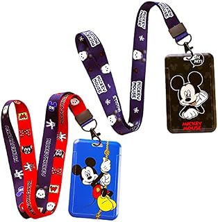 Mickey Lanyard with Card Holder BESTZY 2pcs Cute Shape Neck Lanyard Badge Lanyard for Kids, Mickey Lanyard with Detachable Card Holders for Office School Supplies, ID Card, Keys