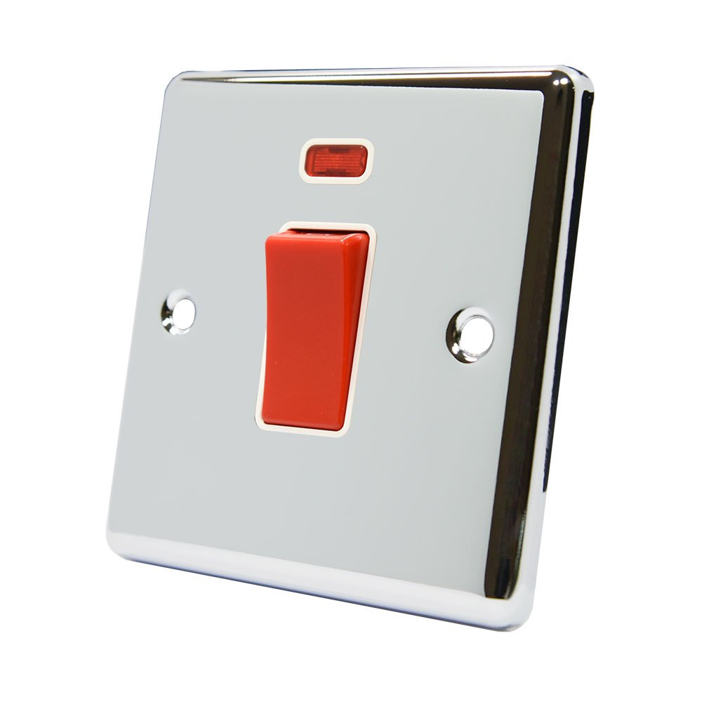 Alliance Electrical Silver Aet Cpccswwh 45 A Dp Classical Chrome Polished White Insert Cooker Switch With Neon Indicator