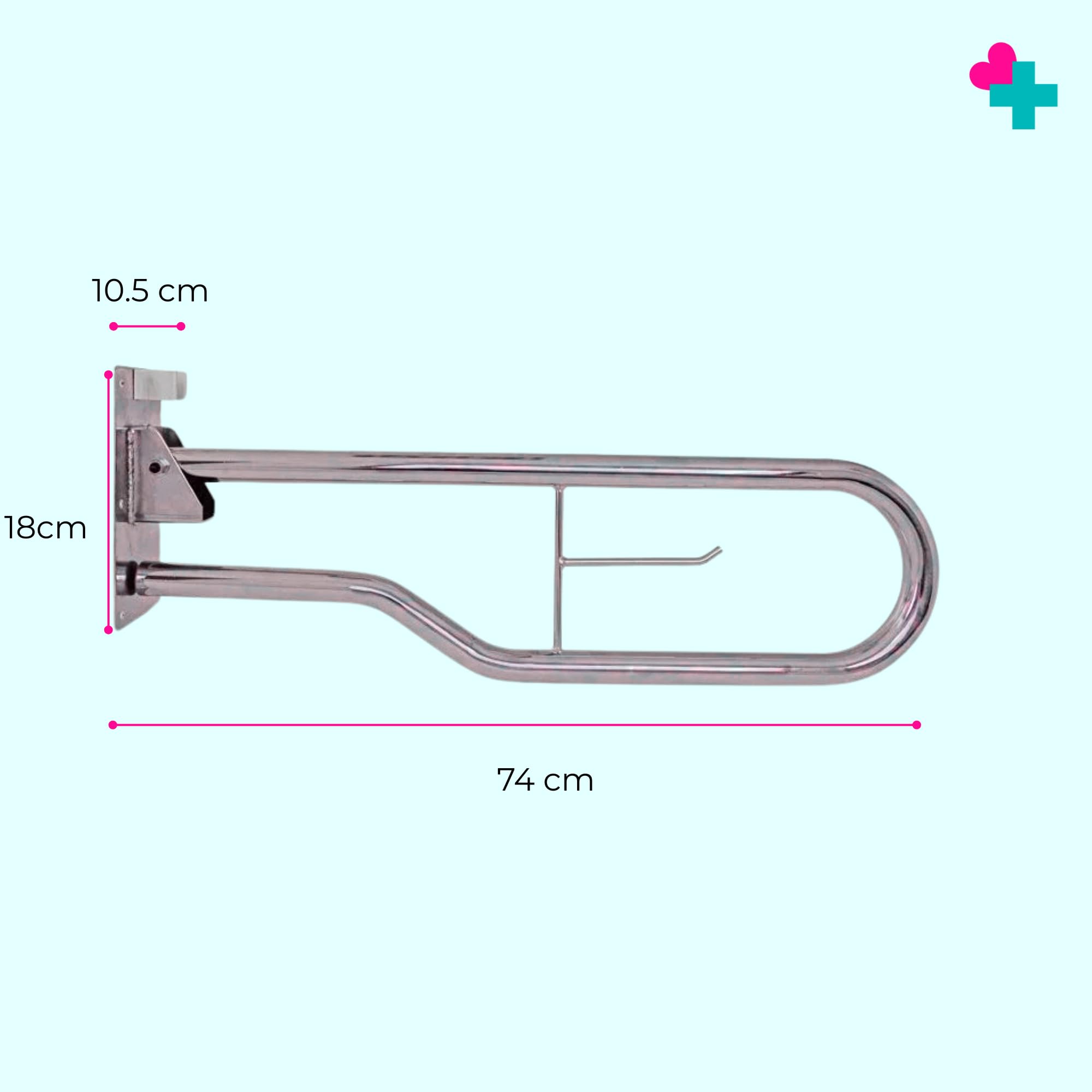 Barra Baño Minusvalido. Asidero Baño. Barra Minusvalidos WC. Barra de Agarre Para Baño.Barra abatible 74cm. Agarraderas Baño Para Mayores. Barra Abatible Acero Cromado.