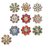 KnobKnob Set of 10 Handmade Flower Ceramic Knobs | Colorful Multi Design Ceramic Cabinet Knobs | Drawer Pulls Ideal for Home, Kitchen or Office | Drawer Knobs Comes with 1 Wrench, Screw Cap & Bolts