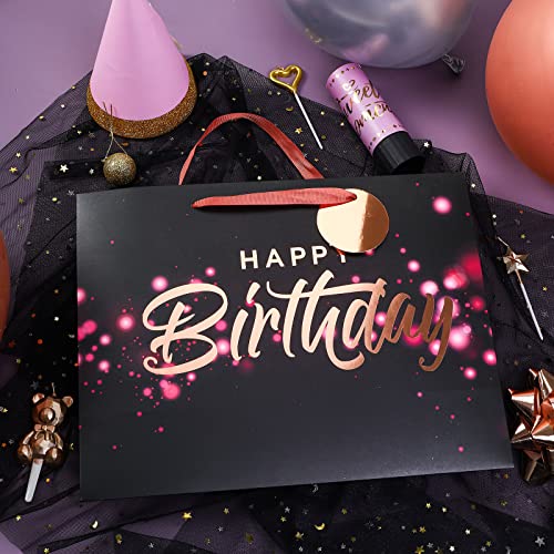 Loveinside-Black-and-Pink-Birthday-Gift-Bag-with-Tissue-Paper-for-Birthday-Baby-Shower-Party-and-More-13-x-5-x-10-1-Pcs