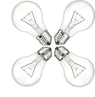 60 Watt Incandescent Light Bulbs, A19 Clear 60W Bulb E26 Medium Base Shatter Resistant Rough Service Light Bulb 4 Pack