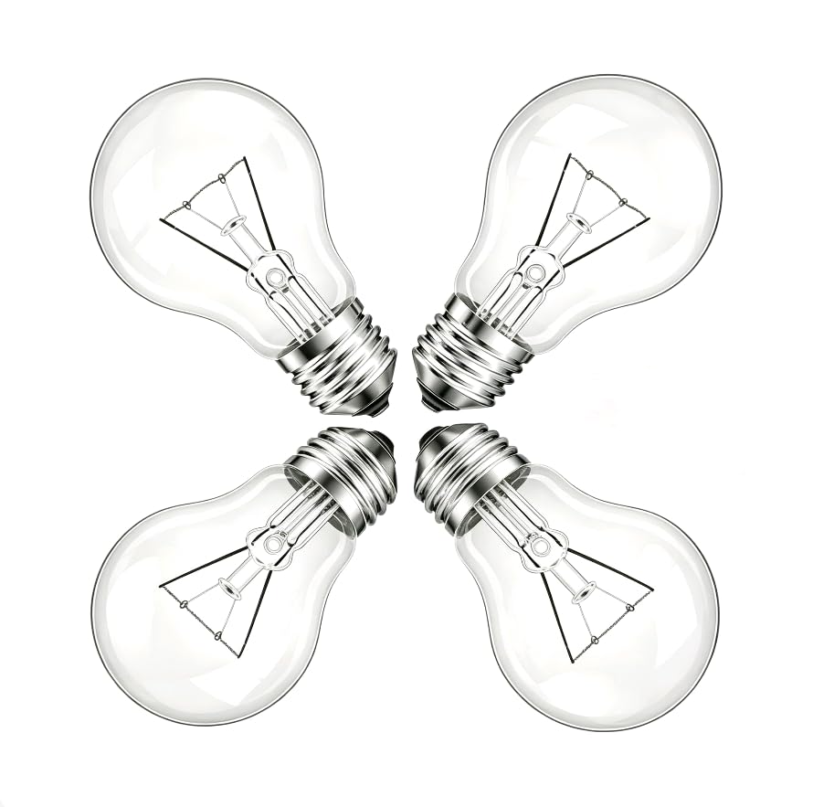 JUNFMLY 60 Watt Incandescent Light Bulbs A19 Clear 60W Bulb E26 Medium Base Shatter Resistant Rough Service Light Bulb 4 Pack