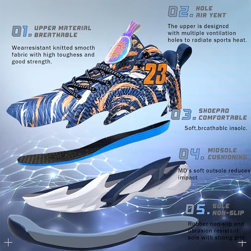Image of Men's Basketball Shoes Fashionable Breathable Anti Slip Sports Shoes Outdoor Running Fitness Training Shoes