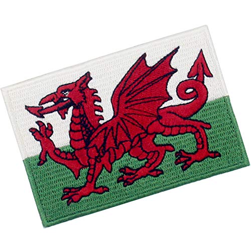 EmbTao Wales Flag Patch Embroidered Welsh Applique Iron On Sew On Emblem