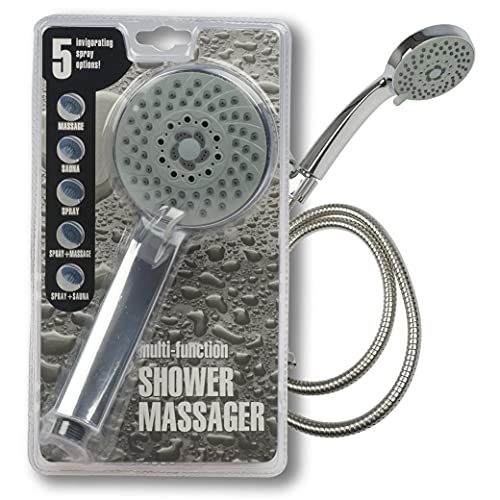 Multi-function Shower Head Massager Silver Hose Nozzle Handheld Spray 59"